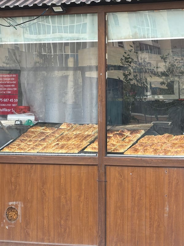Morning street scenes captured in Astana show diverse storefront displays