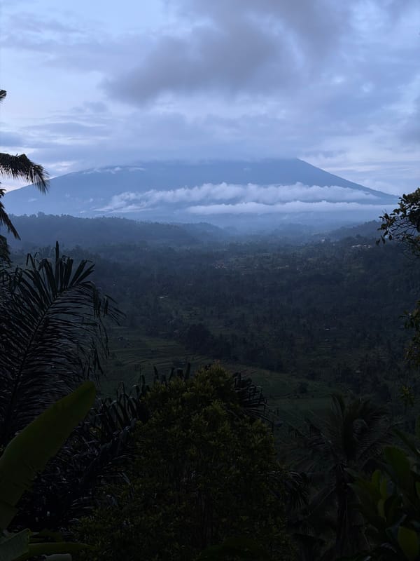 Cloudy mountain landscape observed in Sidemen, Indonesia