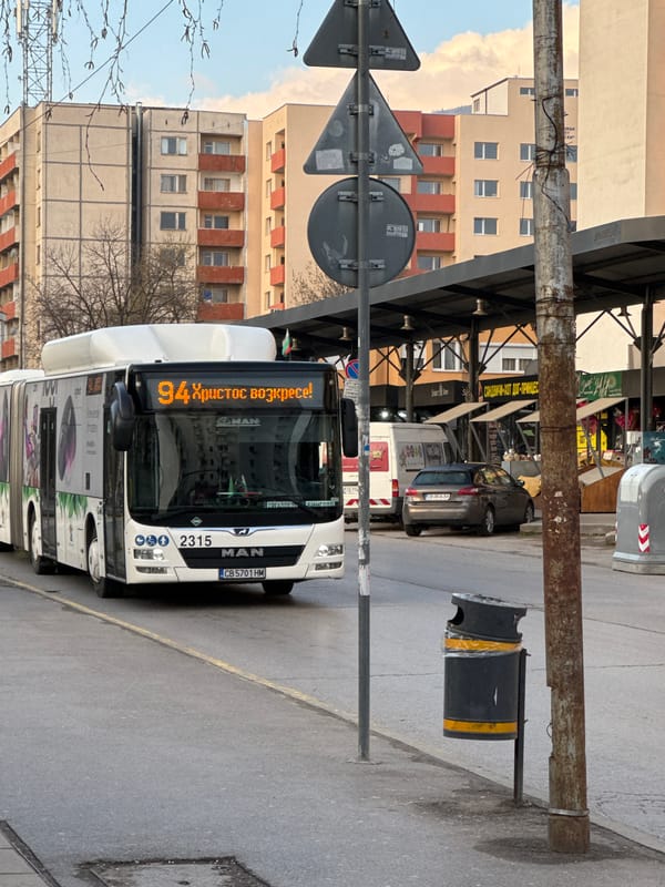 Easter bus, selfie, street scenes captured in Sofia morning
