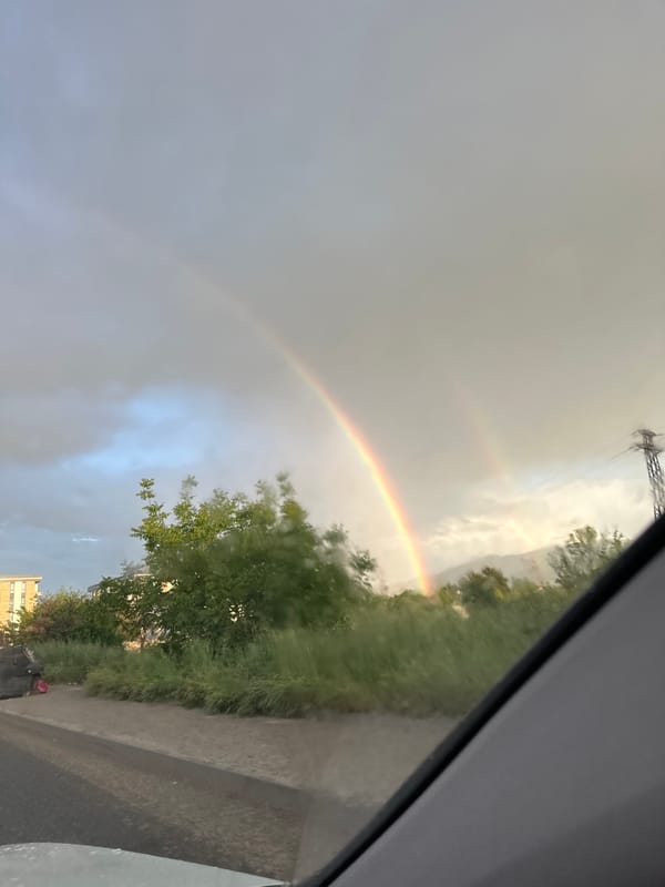 Double rainbow spotted over Plovdiv, Bulgaria
