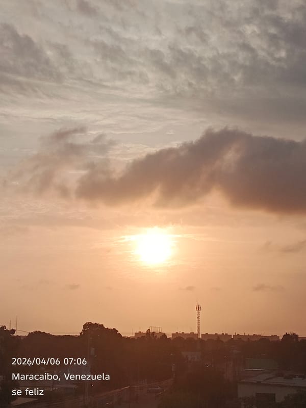 Dawn or dusk photographed through clouds in Maracaibo, Venezuela