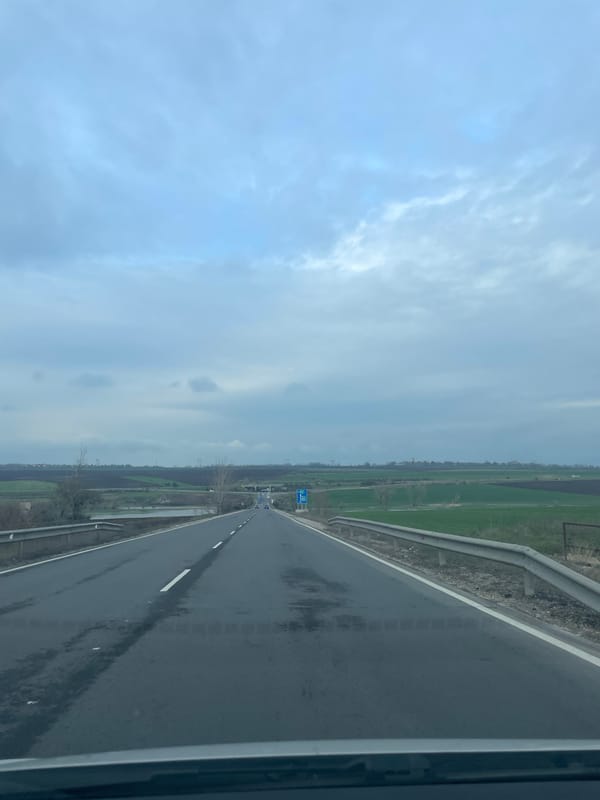 Wet highway conditions documented near Shumen, Bulgaria
