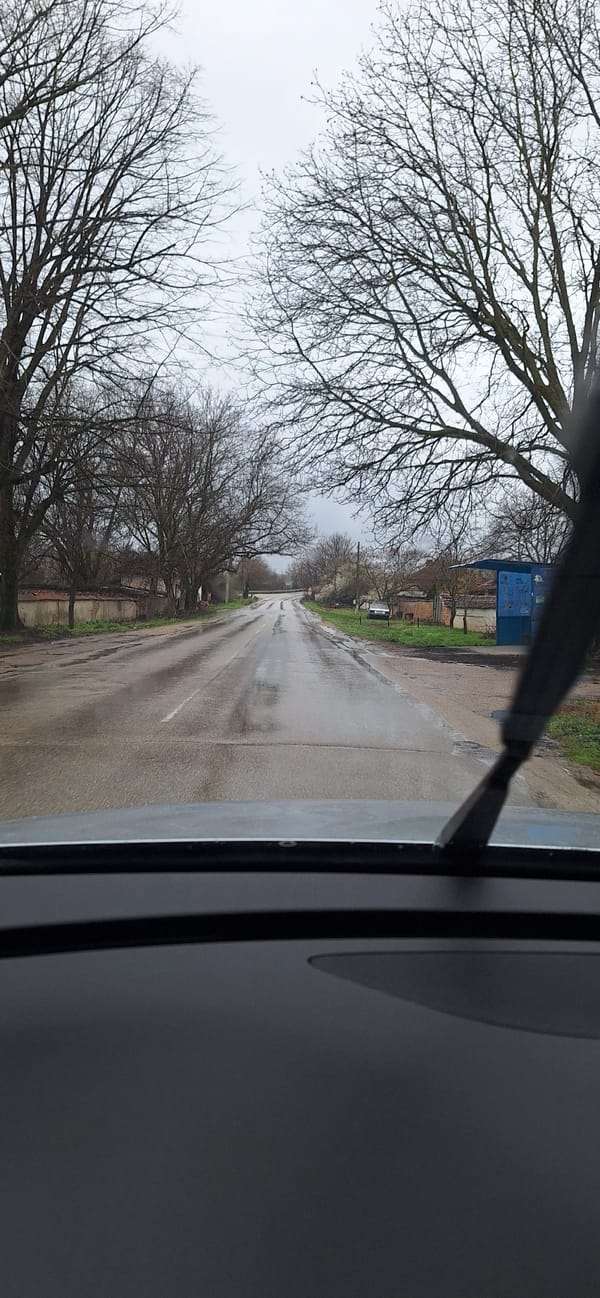 Wet road scene documented in Ioglav, Bulgaria