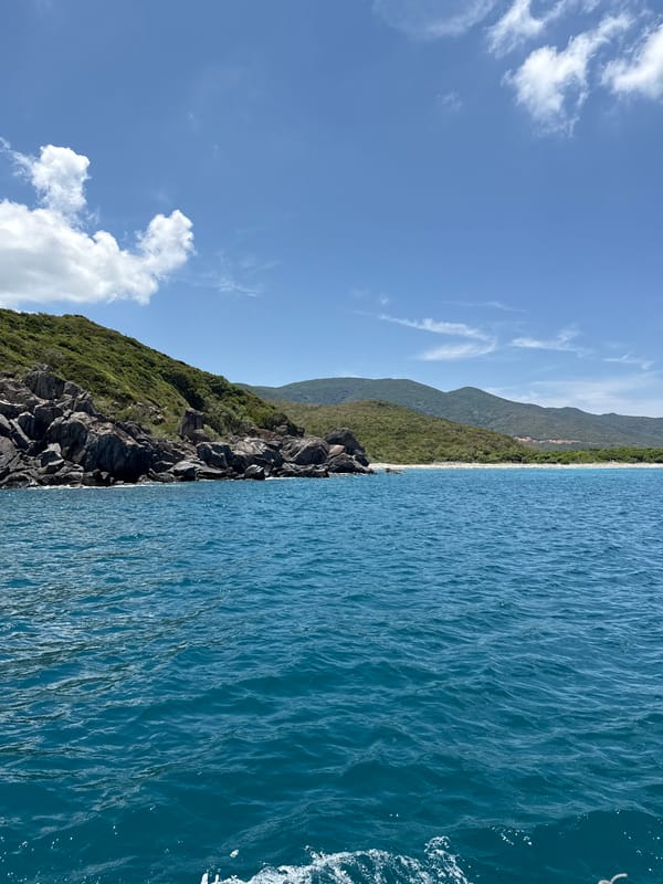Morning boat excursion with passengers dining near Nha Trang coast