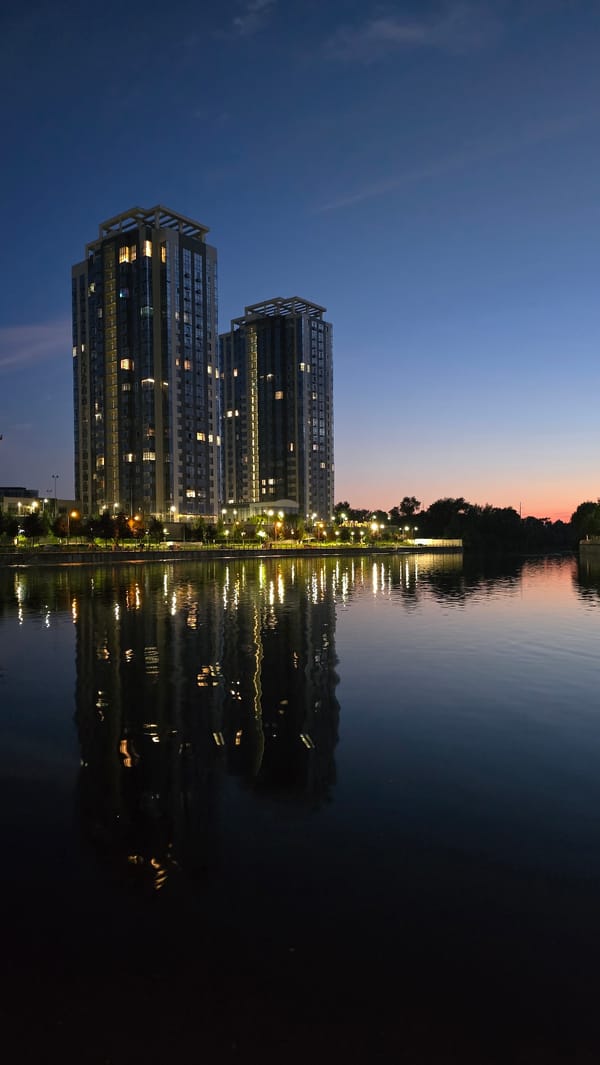 Summer evening on the Obolon waterfront, Kyiv