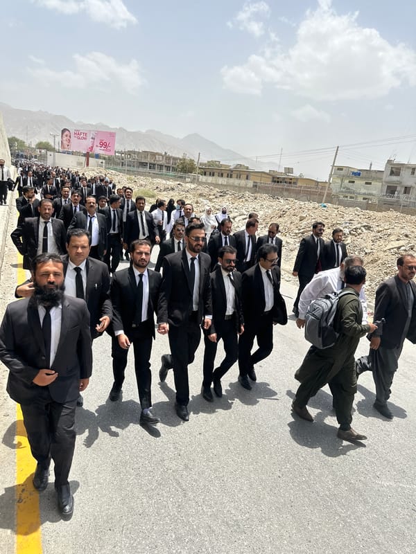 Lawyers march in protest through Quetta streets