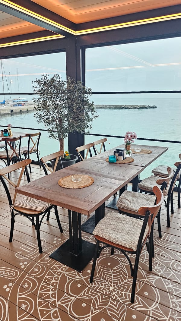 Coastal dining and walkways documented in Balchik, Bulgaria