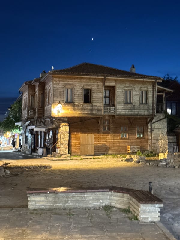 Evening stroll through historic Nesebar captured in twilight memories