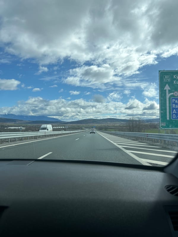 Driver passes Dolna Dikanya exit on A3/E79 highway Bulgaria