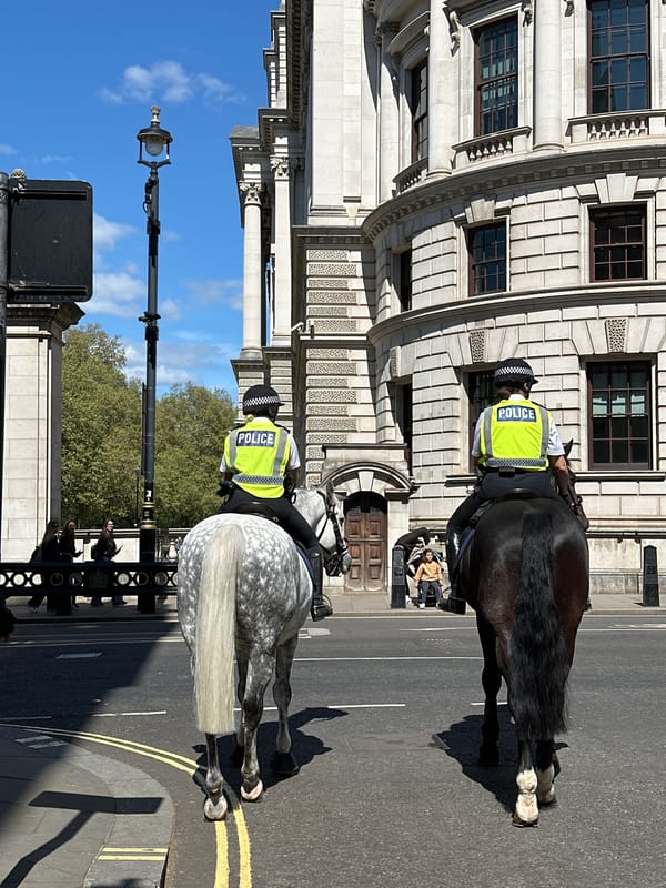 Mounted Police Officers Patrol London Streets