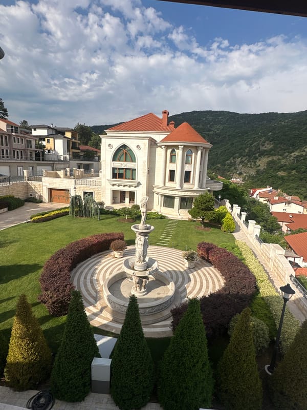Morning panoramic views captured of Asenovgrad architectural complex and townscape