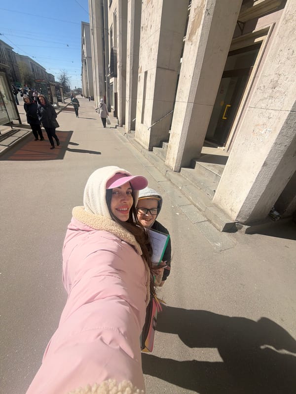 Casual street photography captured on sunny morning in Saint Petersburg