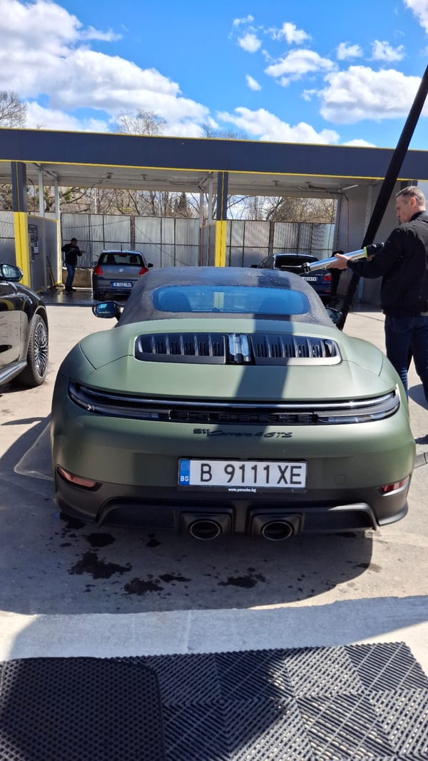 Porsche 911 spotted at Varna car wash under sunny skies