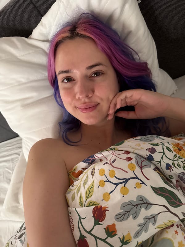 Morning routine captured: colorful-haired woman's bedroom moments in Zagreb