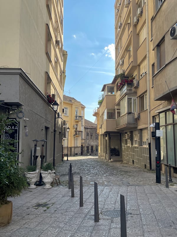 Midday walk through Belgrade's old quarter captures street art, architecture