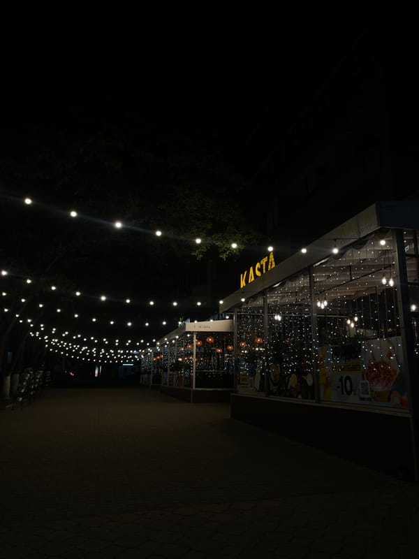 Nighttime scenes captured across illuminated Tiraspol streets and venues