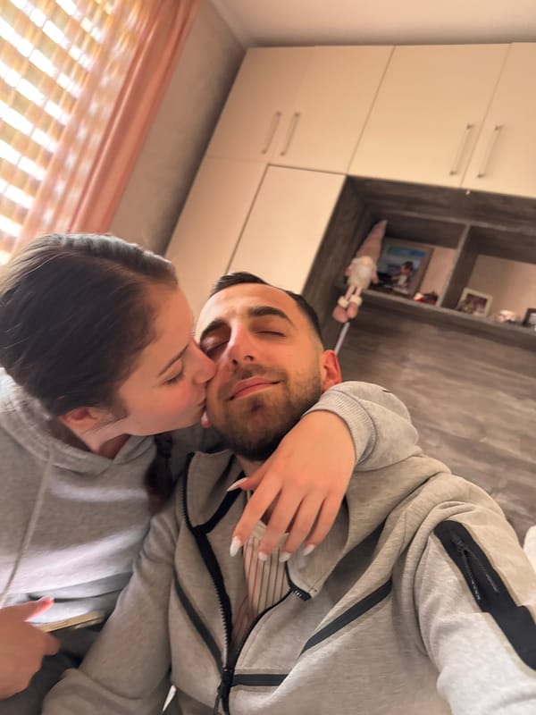 Couple's Kiss Recorded on Smartphone in Bulgarian Village