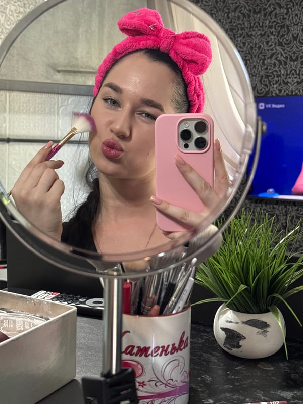 Morning makeup routine filmed for a GRWM post in Novosibirsk