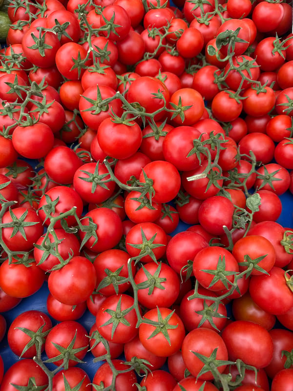 Morning produce shopping at outdoor market in Fethiye, Turkey