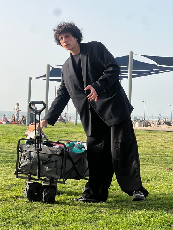 Man with wagon, camera in tree spotted in Tel Aviv