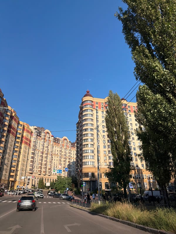 Afternoon drive through Kyiv's residential streets in an electric Audi