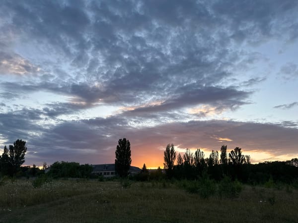 Dramatic cloud-filled sky over rural Berezyna, Ukraine