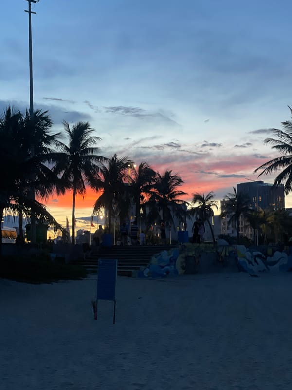 Beach soccer and twilight skies on Da Nang's shoreline