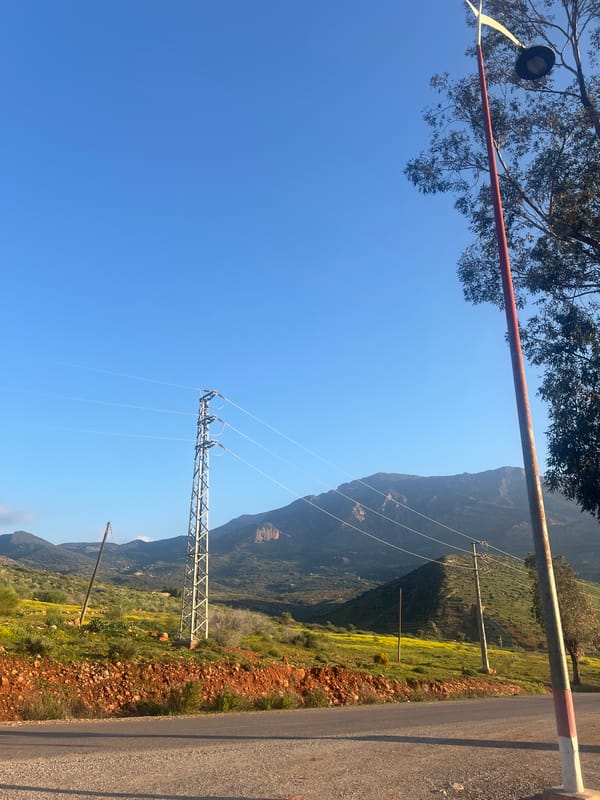 Morning sunrise and rural roadside scenes captured in Ouaouizert, Morocco