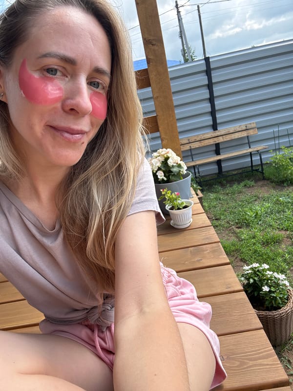 Lazy summer morning on a backyard deck in Chaikovsky
