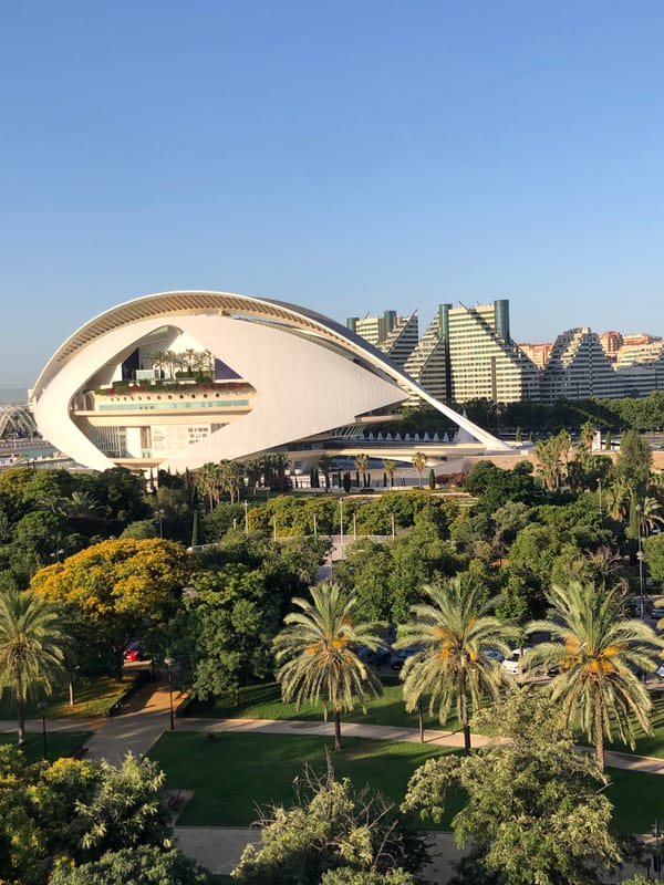 Balcony morning overlooking Valencia's City of Arts and Sciences