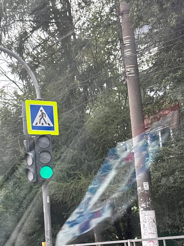 Green light at a Tver pedestrian crossing