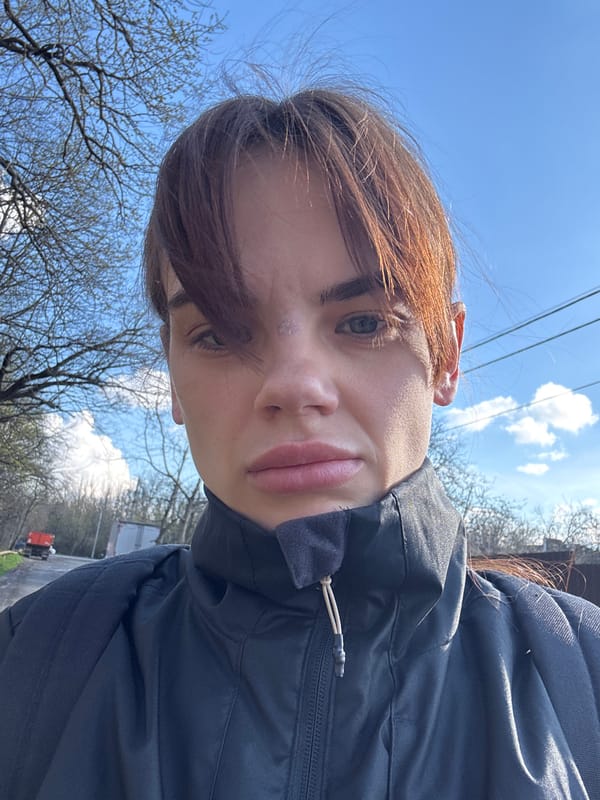 Woman takes spring selfies in Rostov-on-Don park