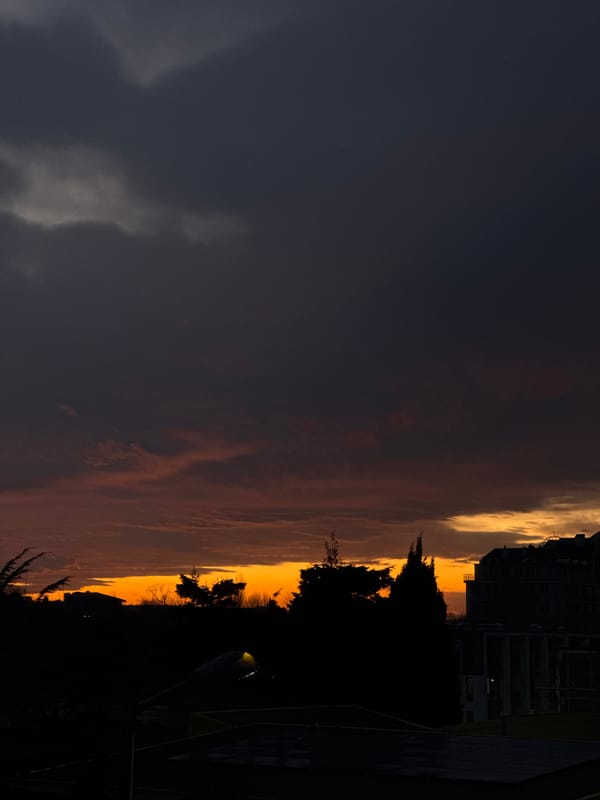 Dramatic sunset colors illuminate Tsarevo Bulgaria skyline