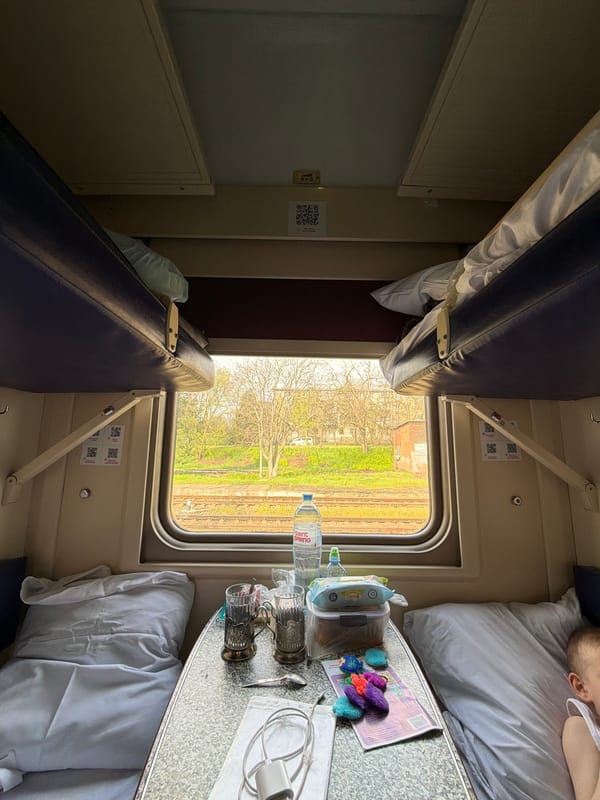 Family train journey captured in early morning Krasnodar compartment