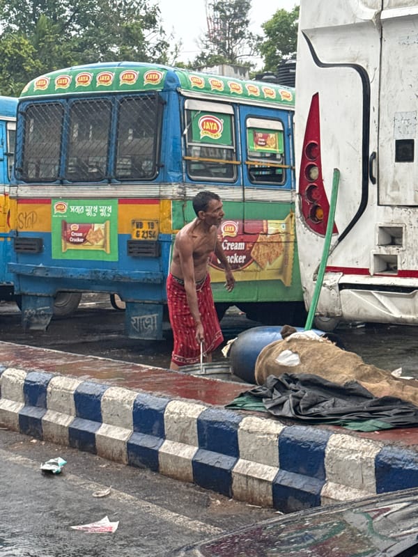 Rainy day street scenes documented in Kolkata, India