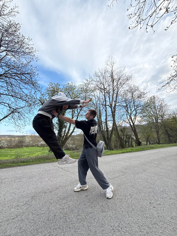 Two people perform physical stunt in Veliki Preslav
