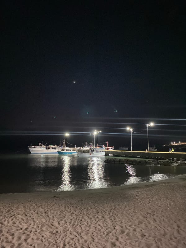 Evening pier activity documented in Juan Griego, Venezuela