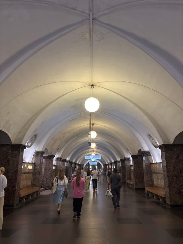 Morning life at Khimki metro station with music and commuters