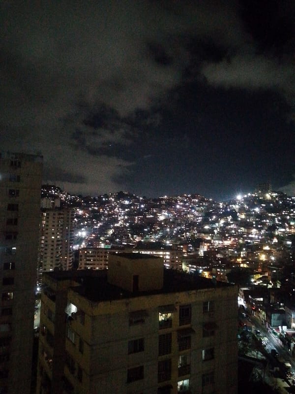 Nighttime cityscape views captured across Caracas, Venezuela