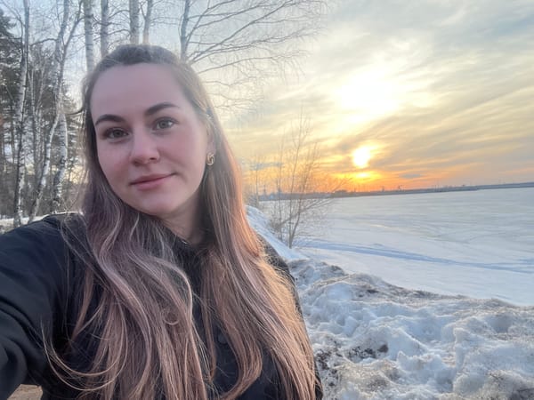 Family day out in Chaikovsky park during late winter