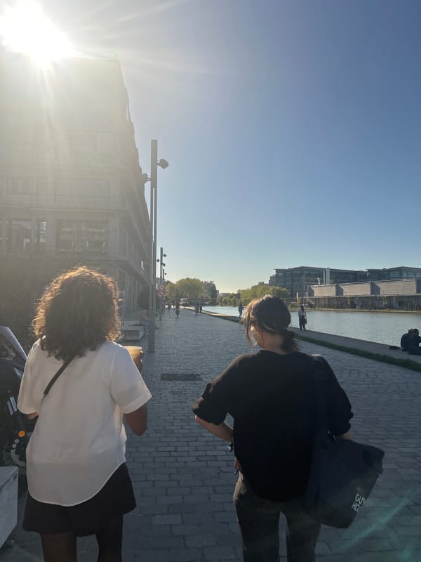 Quiet afternoon documented along Pantin canal in suburban Paris