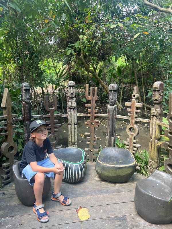 Exploring a sculptural garden and traditional music space in Kediri