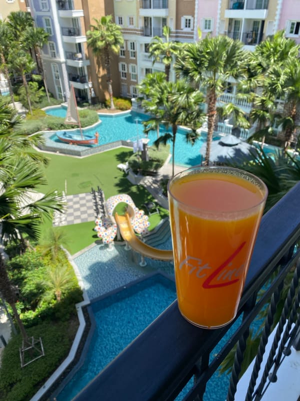 Poolside views at a Pattaya resort, lazy river and all