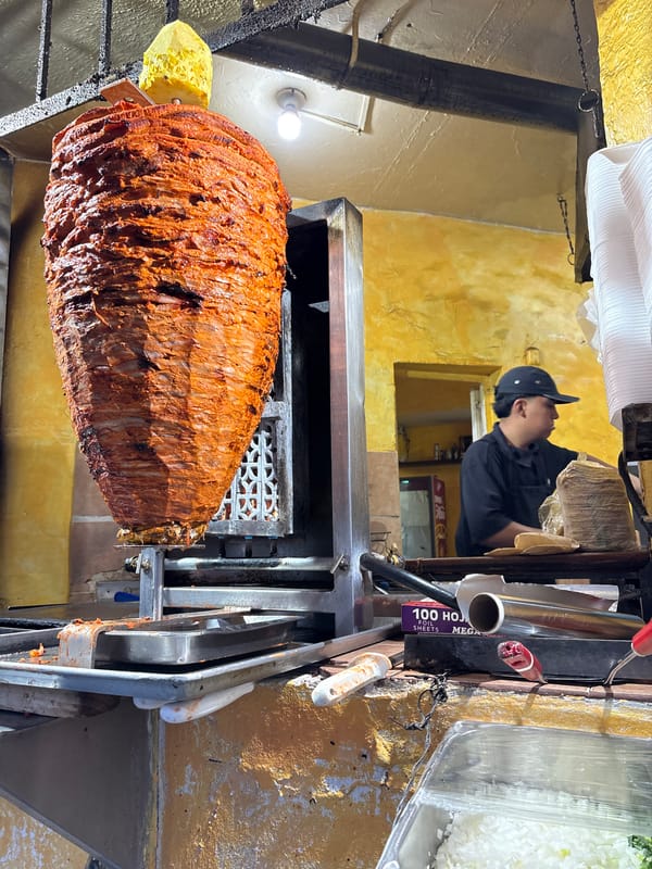 Street vendor prepares tacos al pastor in Cuernavaca