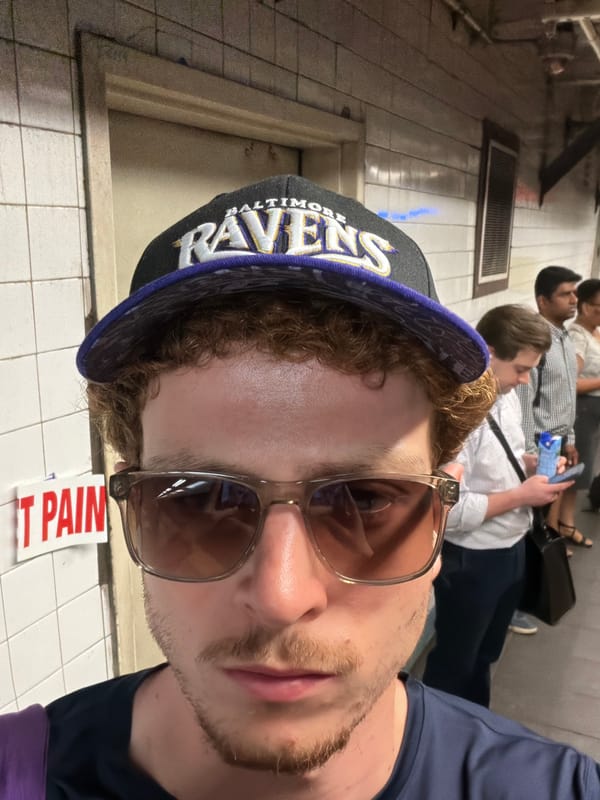 Ravens fan spotted on NYC subway platform