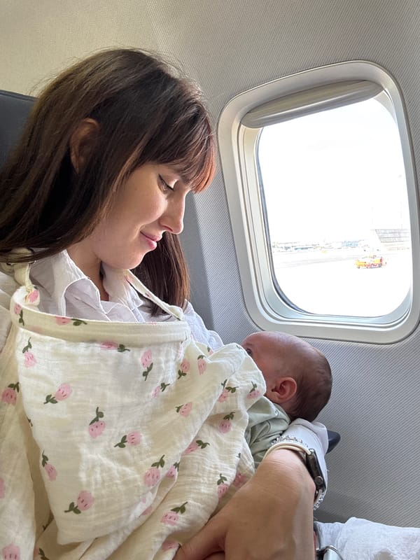 Mother and Baby Travel Through Rome's Fiumicino Airport