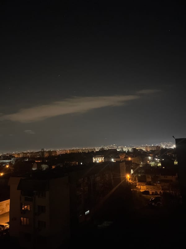Nighttime cityscape photos captured from elevated Sofia vantage point