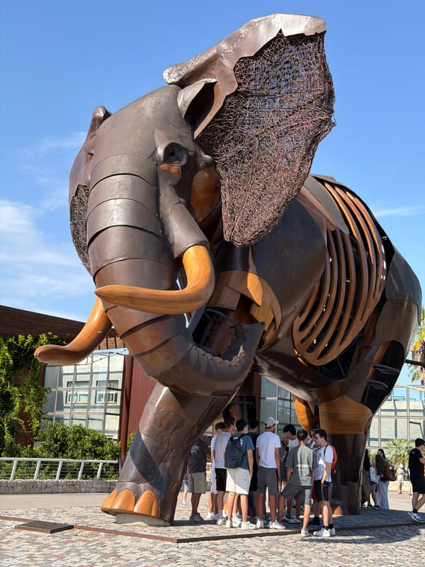 Metal elephant sculpture at Valencia's City of Arts and Sciences