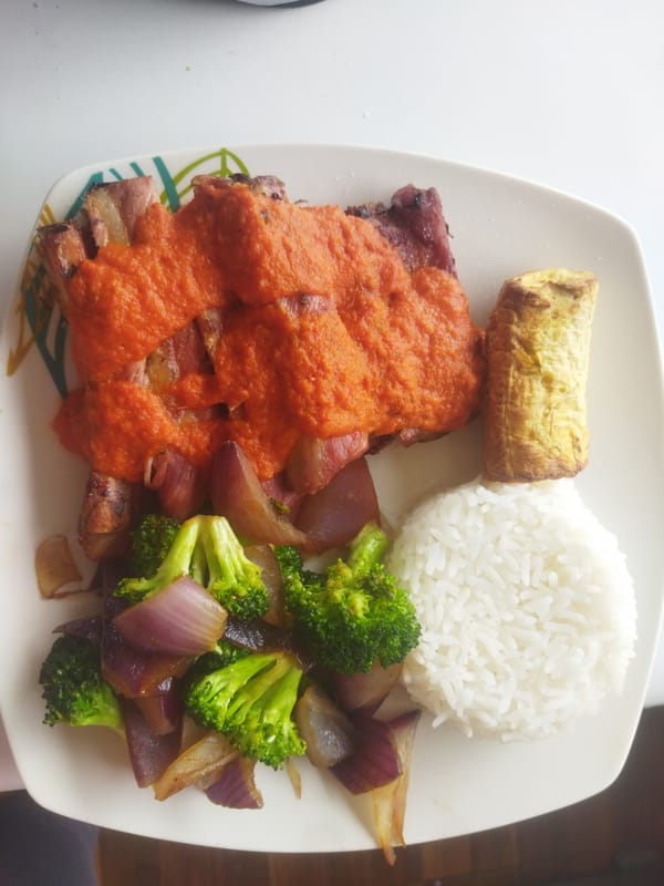 Ribs and plantains meal documented at unknown location