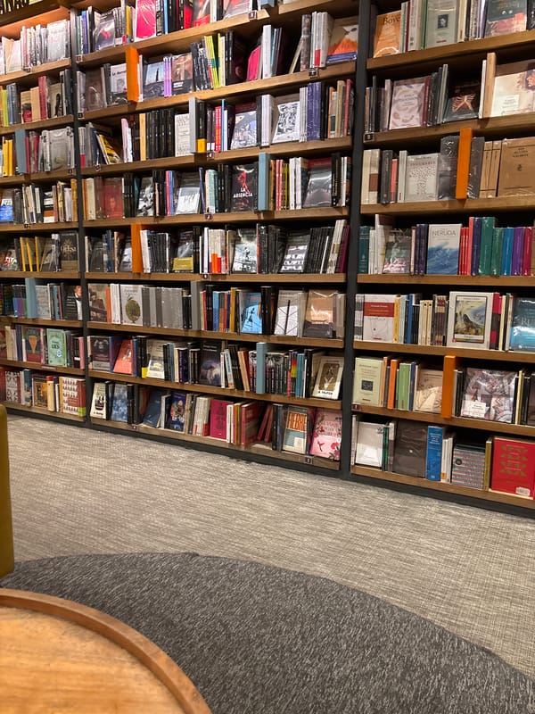 Bookshelf with varied collection spotted in Mexico City